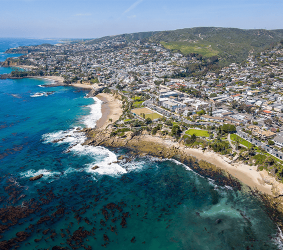 the coastline and cityscape of Laguna Beach, California